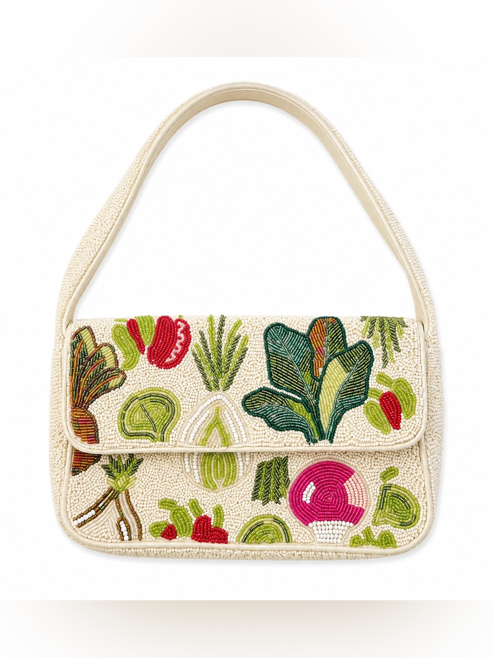 NWOT Viral Mixed Veggies Beaded Baguette Shoulder Bag